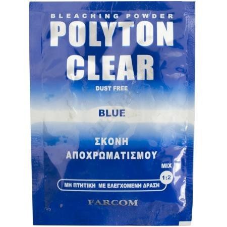 FARCOM Polyton σκόνη αποχρωματισμού clear blue 15gr – Ντεκαπάζ και Είδη Ξανοίγματος Μαλλιών