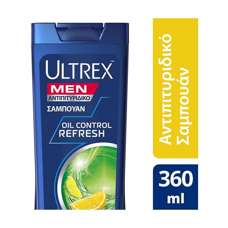 ULTREX σαμπουάν men αντιπιτυριδικό oil control refresh για λιπαρά μαλλιά και λιπαρή επιδερμίδα 360ml
