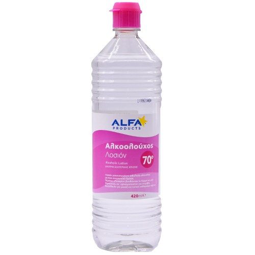 ALFA αλκοολούχος λοσιόν 70 βαθμών 420ml – Alfa Products – Αντισηπτικά Τραύματος
