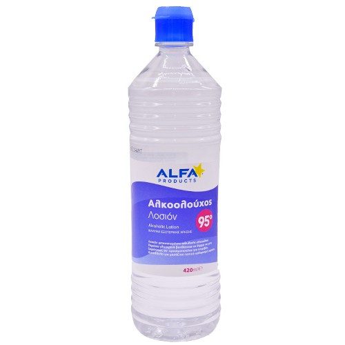 ALFA αλκοολούχος λοσιόν 95 βαθμών 420ml – Alfa Products – Αντισηπτικά Τραύματος