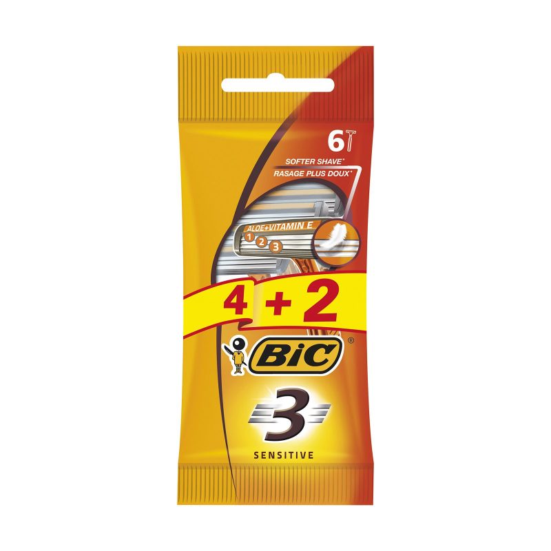 BIC ξυραφάκια Sensitive με 3 λεπίδες 6τεμ