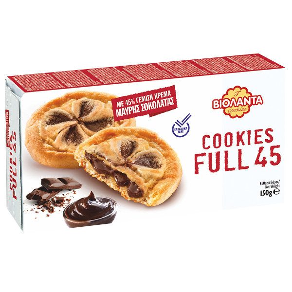 ΒΙΟΛΑΝΤΑ μπισκότα cookies full 45 με μαύρη σοκολάτα 150gr – Βιολάντα