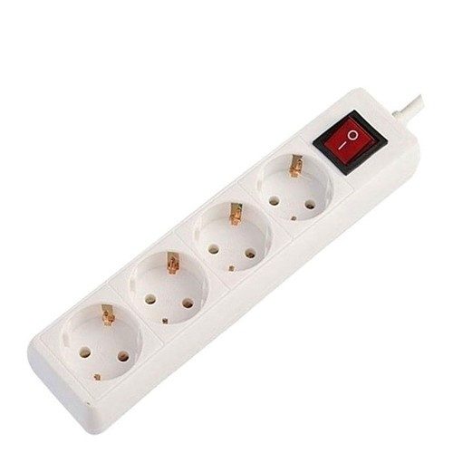 ELECTROPACK πολύμπριζο 4 θέσεων λευκό με απλό καλώδιο και διακόπτη – Πολύπριζα και Ταφ