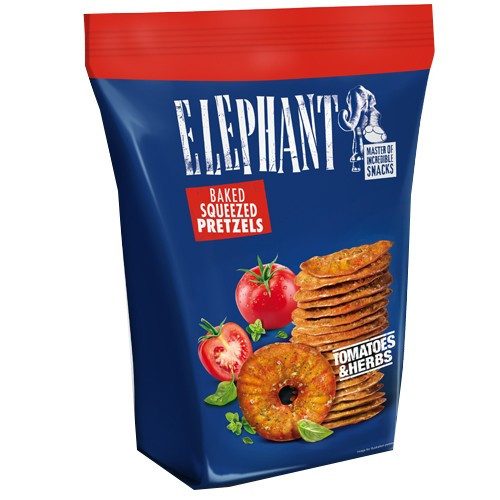 ELEPHANT mini πρέτσελς με ντομάτα και μυρωδικά 70gr – Alka Elephant – Αλμυρά Snacks