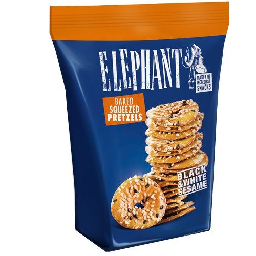 ELEPHANT mini πρέτσελς με μαύρο και λευκό σουσάμι 70gr – Alka Elephant – Αλμυρά Snacks