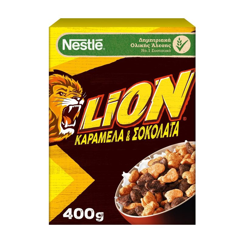 NESTLE δημητριακά lion με καραμέλα και σοκολάτα 400gr
