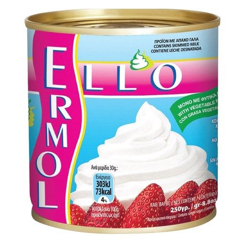 ELLO ermol κρέμα σαντιγύς 250gr – Επικαλύψεις / Toppings Ζαχαροπλαστικής