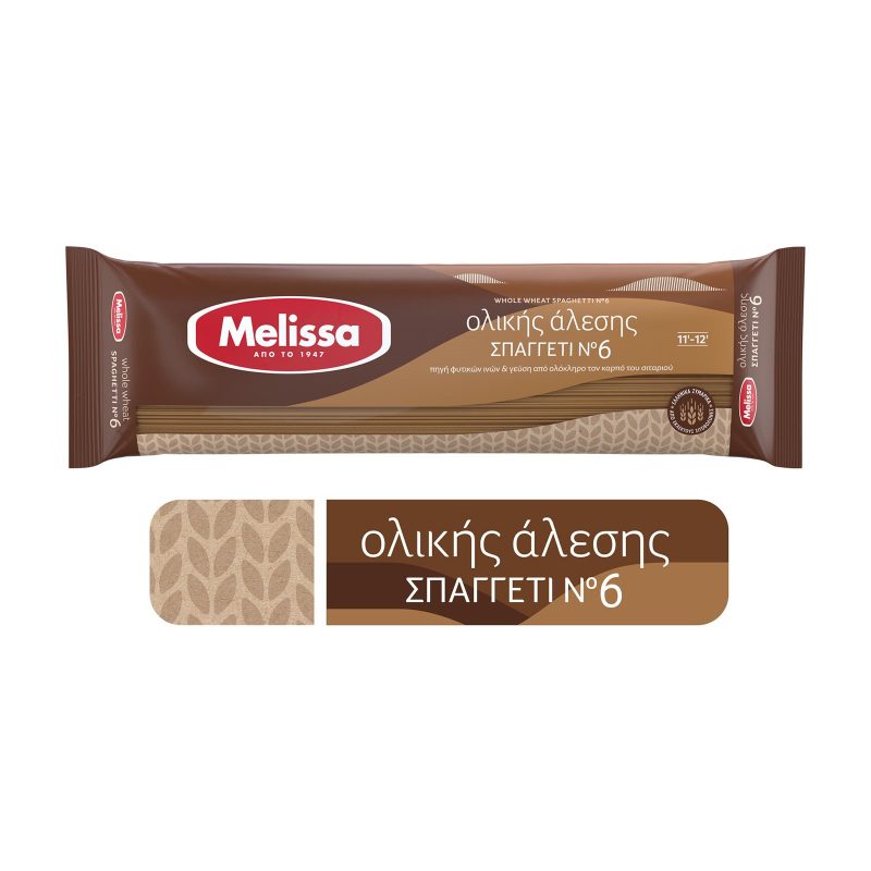 MELISSA ζυμαρικά σπαγγέτι ολικής αλέσεως No6 500gr
