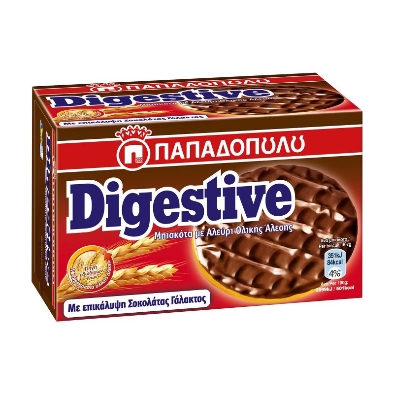 ΠΑΠΑΔΟΠΟΥΛΟΥ μπισκότα digestive με επικάλυψη σοκολάτας γάλακτος 200gr – Παπαδοπούλου