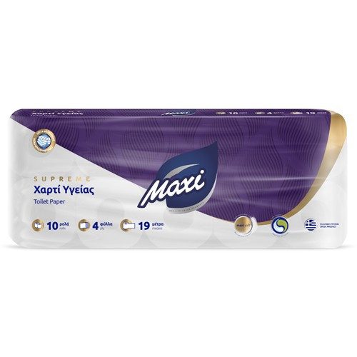 MAXI χαρτί υγείας Supreme 4φυλλο 10x120gr – Χαρτιά Υγείας