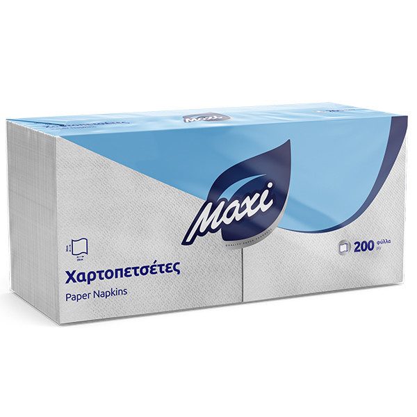 MAXI χαρτοπετσέτες λευκές 1Φ 28x30cm 200τεμ