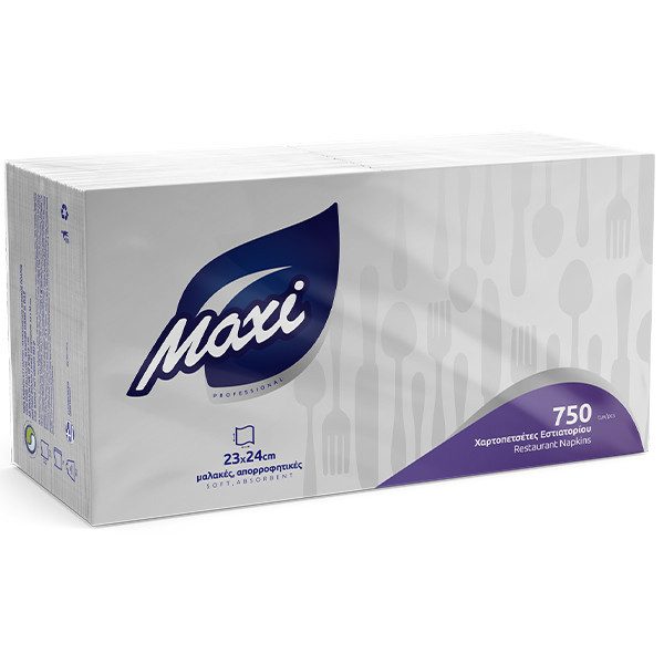 MAXI χαρτοπετσέτες απλές 23x24cm 750τεμ – Χαρτοπετσέτες και Κουβέρ Εστίασης