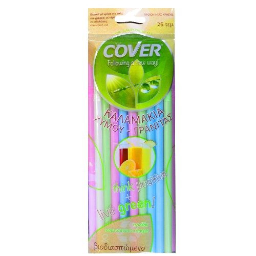 COVER βιοδιασπώμενα καλαμάκια χυμού γρανίτας 25τεμ