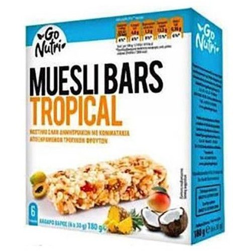 GO NUTRI μπάρες δημητριακών με τροπικά φρούτα 6x30gr