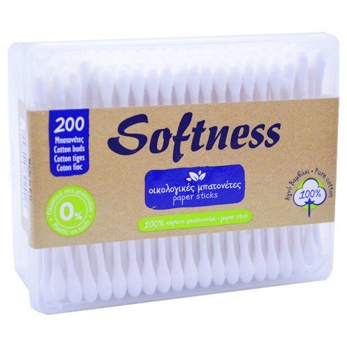 SOFTNESS ωτοκαθαριστές κουτί 200τεμ – Μπατονέτες