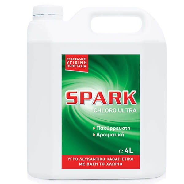 SPARK παχύρρευστη χλωρίνη λευκό 4lt – Καθαριστικά Μπάνιου
