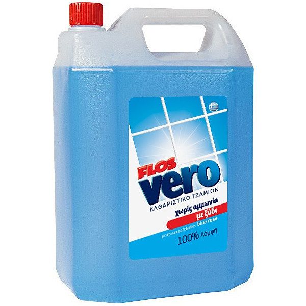 FLOS Vero υγρό καθαριστικό τζαμιών με ξύδι μπλε 4lt – Καθαριστικά Επιφανειών