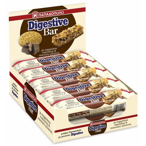 ΠΑΠΑΔΟΠΟΥΛΟΥ μπάρες δημητριακών digestive bar με σοκολάτα γάλακτος 10x28gr – Παπαδοπούλου