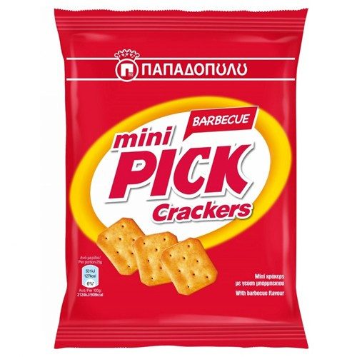 ΠΑΠΑΔΟΠΟΥΛΟΥ κράκερ mini pick crackers με μπάρμπεκιου 70gr – Παπαδοπούλου – Αλμυρά Snacks