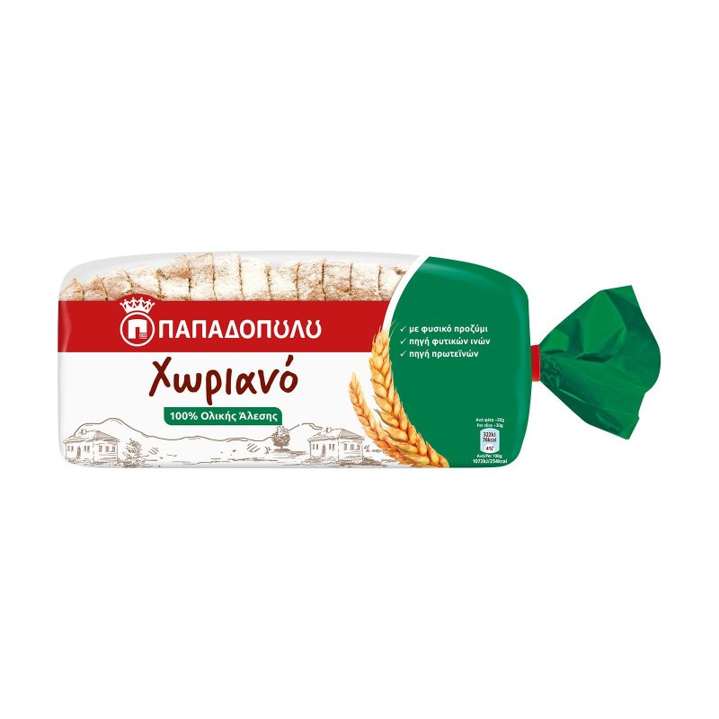 ΠΑΠΑΔΟΠΟΥΛΟΥ ψωμί του τοστ χωριανό ολικής με σίκαλη 500gr – Παπαδοπούλου – Αρτοσκευάσματα