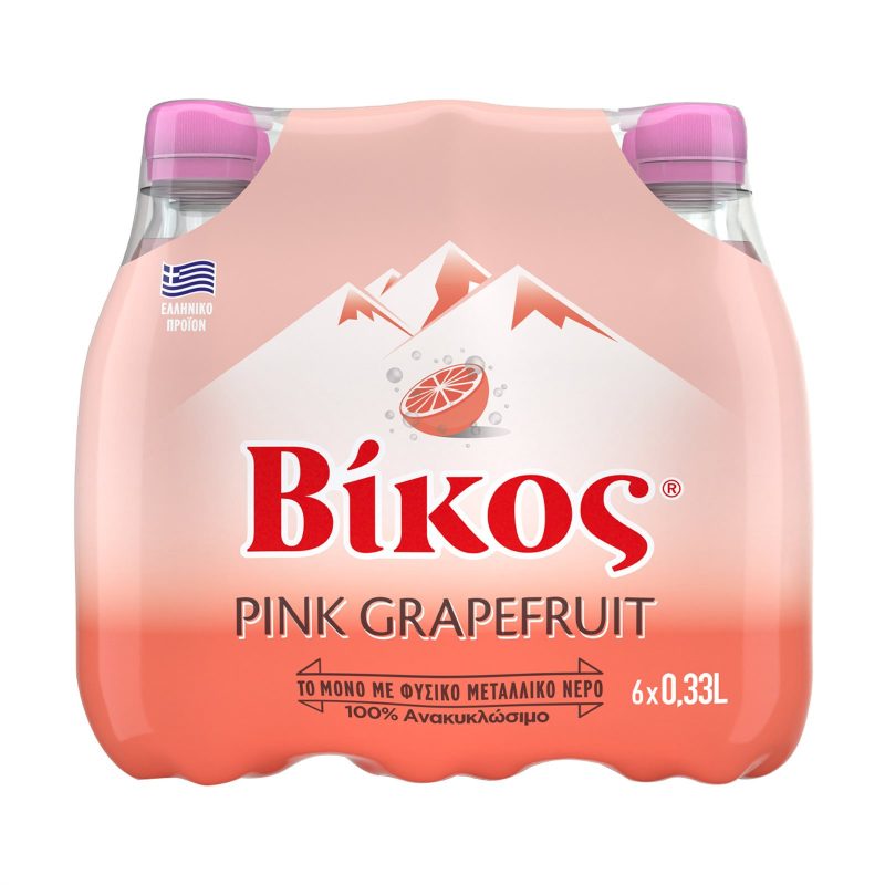 ΒΙΚΟΣ αναψυκτικό pink grapefruit μπουκάλι 6x330ml – Βίκος – Αναψυκτικά