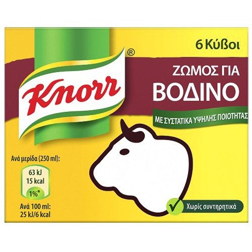 KNORR ζωμός βοδινού 6τεμ – Υλικά Μαγειρικής