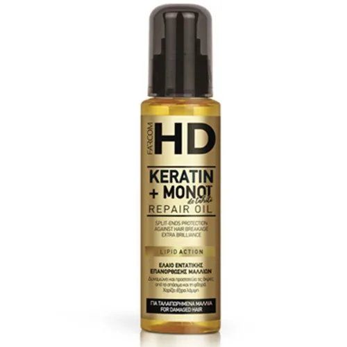 FARCOM HD λάδι μαλλιών με keratin monoi de tahini για επανόρθωση 100ml – Λάδια Μαλλιών
