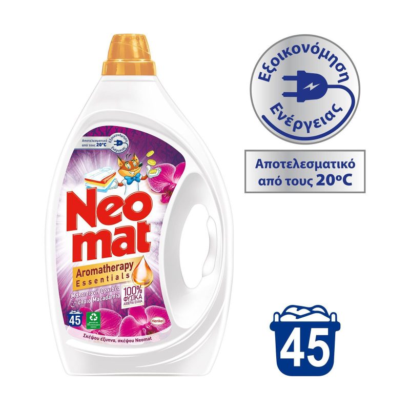 NEOMAT υγρό πλυντηρίου ρούχων Μαλαισιανή Ορχιδέα 45μεζ 2,025lt – Απορρυπαντικά Ρούχων