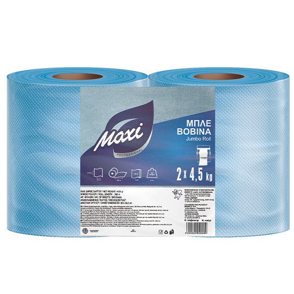 MAXI χαρτί βιομηχανικό βοβίνα γκοφρέ μπλε 2x4,5kg – Χαρτικά (Χονδρική)
