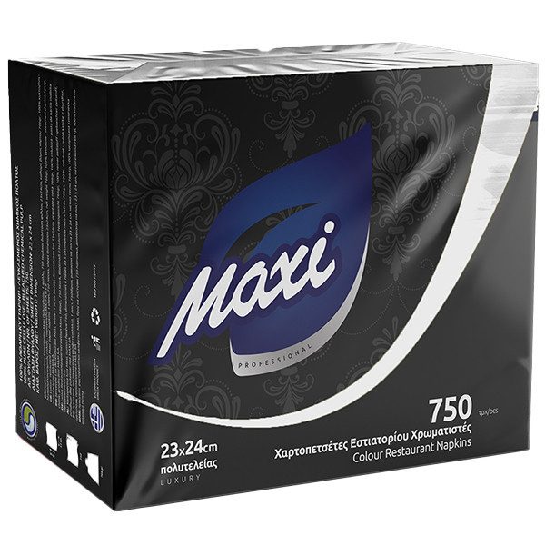 MAXI χαρτοπετσέτες πολυτελείας λευκές 23x24cm 750τεμ – Χαρτοπετσέτες και Κουβέρ Εστίασης