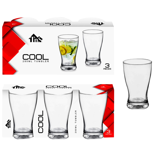 TNS ποτήρι γυάλινο νερού διαφανές cool tumbler 3x280ml – Ποτήρια