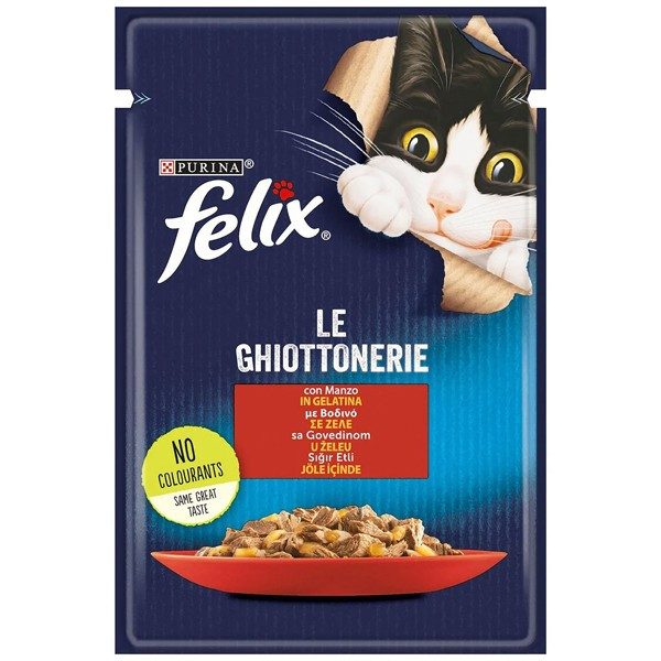 FELIX γατοτροφή βοδινό σε ζελέ 85gr – Purina – Υγρή Τροφή Γάτας