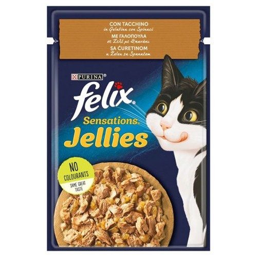 FELIX Sensations γατοτροφή γαλοπούλα και σπανάκι 85gr – Υγρή Τροφή Γάτας