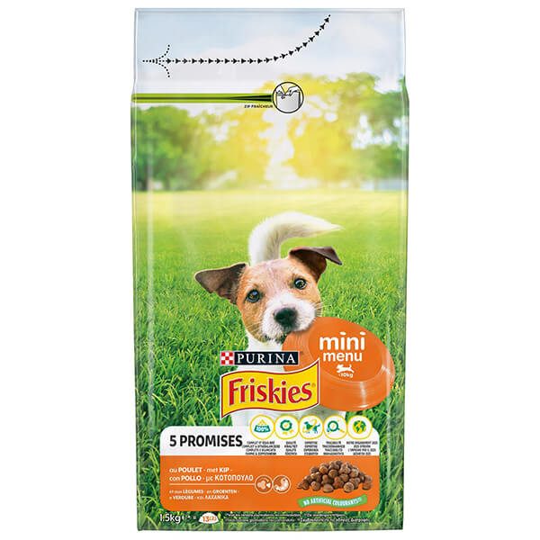FRISKIES σκυλοτροφή mini menu κοτόπουλο λαχανικά 1,5kg – Ξηρά Τροφή Σκύλων