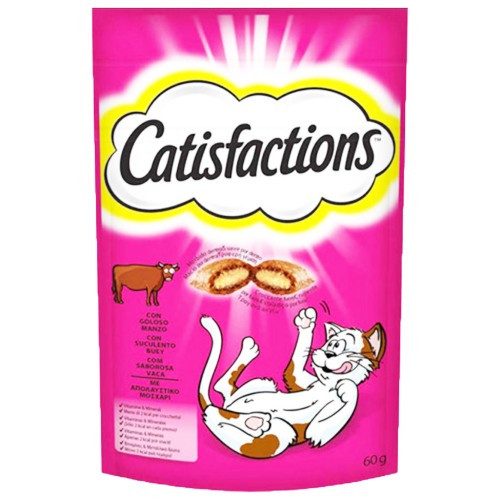 CATISFACTIONS ξηρά τροφή για γάτες με γεύση μοσχάρι 60gr – Λιχουδιές/Σνακ Γάτας
