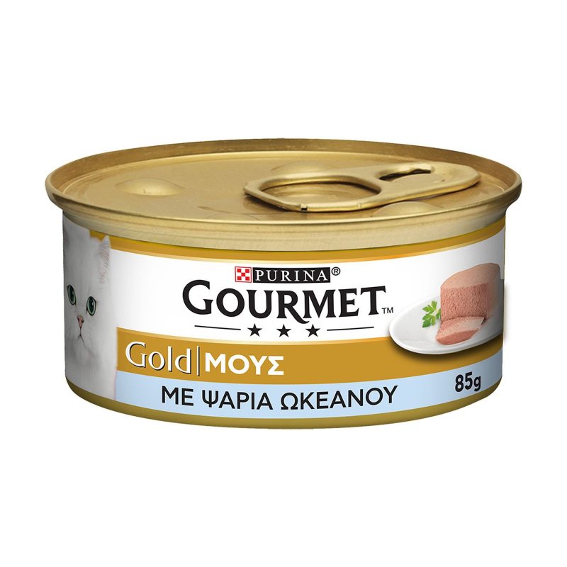PURINA Gourmet gold γατοτροφή μους με ψάρια ωκεανού 85gr – Υγρή Τροφή Γάτας
