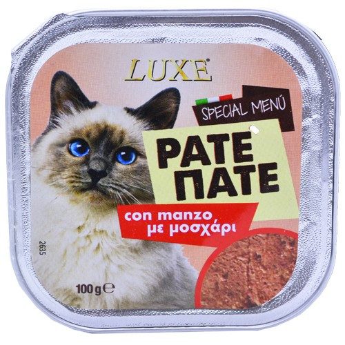 LUXE γατοτροφή πατέ με μοσχάρι 100gr – Υγρή Τροφή Γάτας