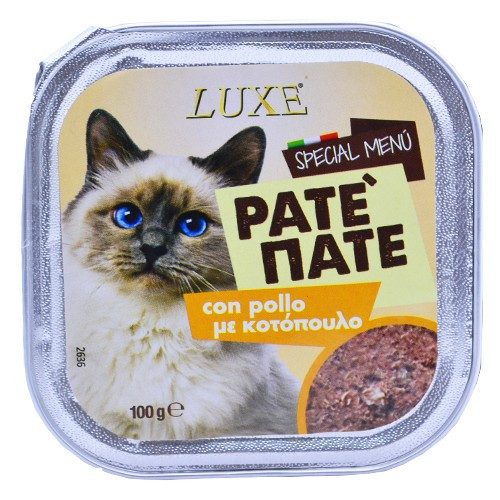 LUXE γατοτροφή πατέ με κοτόπουλο 100gr – Υγρή Τροφή Γάτας