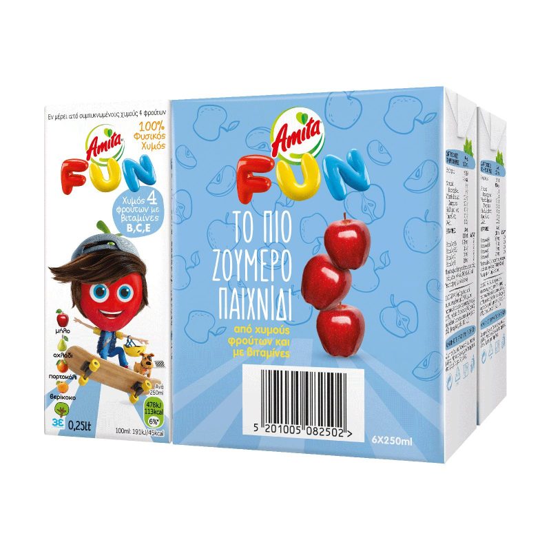 AMITA fun φυσικός χυμός με μήλο 6x250ml – Χυμοί
