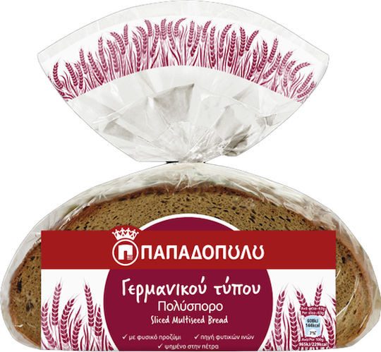 ΠΑΠΑΔΟΠΟΥΛΟΥ ψωμί γερμανικού τύπου πολύσπορο σε φέτες 500gr – Παπαδοπούλου – Αρτοσκευάσματα
