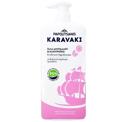 ΠΑΠΟΥΤΣΑΝΗΣ Karavaki αφρόλουτρο γάλα αμυγδάλου και ηλιοτρόπιο με αντλία 750ml – Παπουτσάνης – Αφρόλουτρα