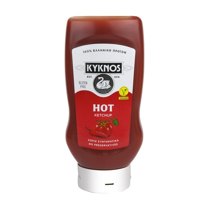 ΚΥΚΝΟΣ κέτσαπ πικάντικη vegan χωρίς γλουτένη top down 560gr – Κύκνος – Σάλτσες και Dressings