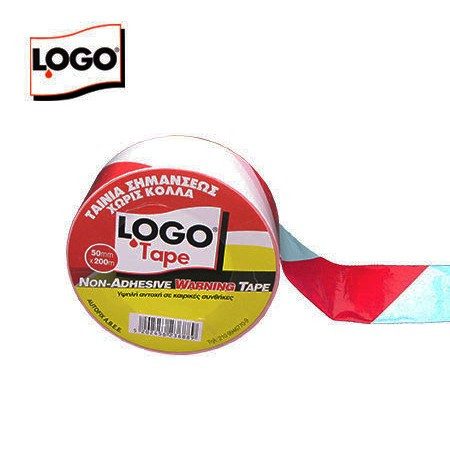 LOGO tape ταινία σημάνσεως χωρίς κόλλα κόκκινη-λευκή 50x200m – Οδική Σήμανση