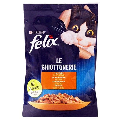 FELIX Le Ghiottonerie γατοτροφή κοτόπουλο σε ζελέ 85gr – Υγρή Τροφή Γάτας