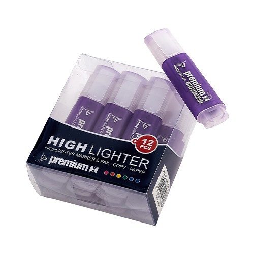 PREMIUM HIGHLIGHTER μαρκαδόρος υπογράμμισης μωβ 12τεμ – Μαρκαδόροι