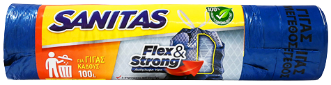 SANITAS σακούλες απορριμμάτων flex και strong 70x95cm 100lt 8τεμ