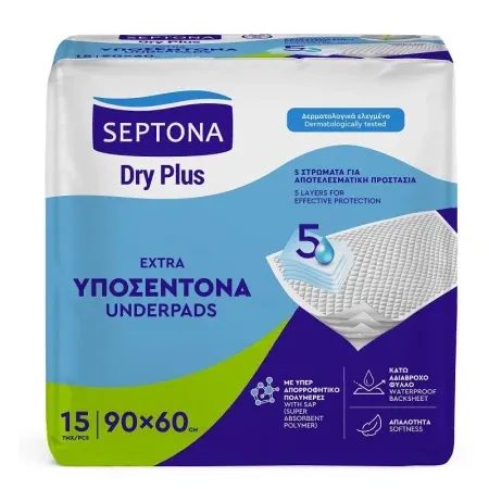 SEPTONA dry plus υποσέντονα 90x60cm 15τεμ – Υποσέντονα Ακράτειας