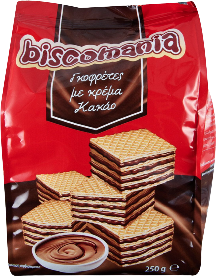 BISCOMANIA γκοφρετάκια με κρέμα κακάο 250gr – Σοκολάτες