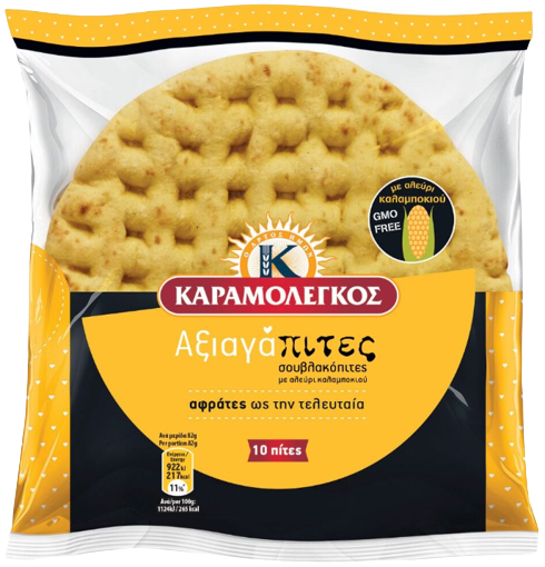 ΚΑΡΑΜΟΛΕΓΚΟΣ αξιαγάπιτες πίτες καλαμποκιού 10τεμ 820gr – Καραμολέγκος – Αρτοσκευάσματα