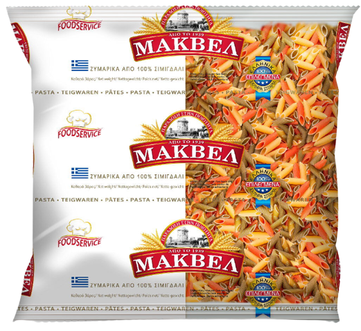ΜΑΚΒΕΛ ζυμαρικά πέννες τρικολόρε 3kg – Μάκβελ